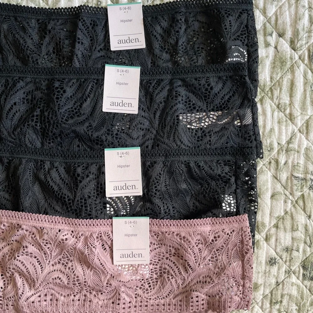 Auden Women 4 Pack Lace Hipster Panties Black Mauve Size Small 4-6 NEW